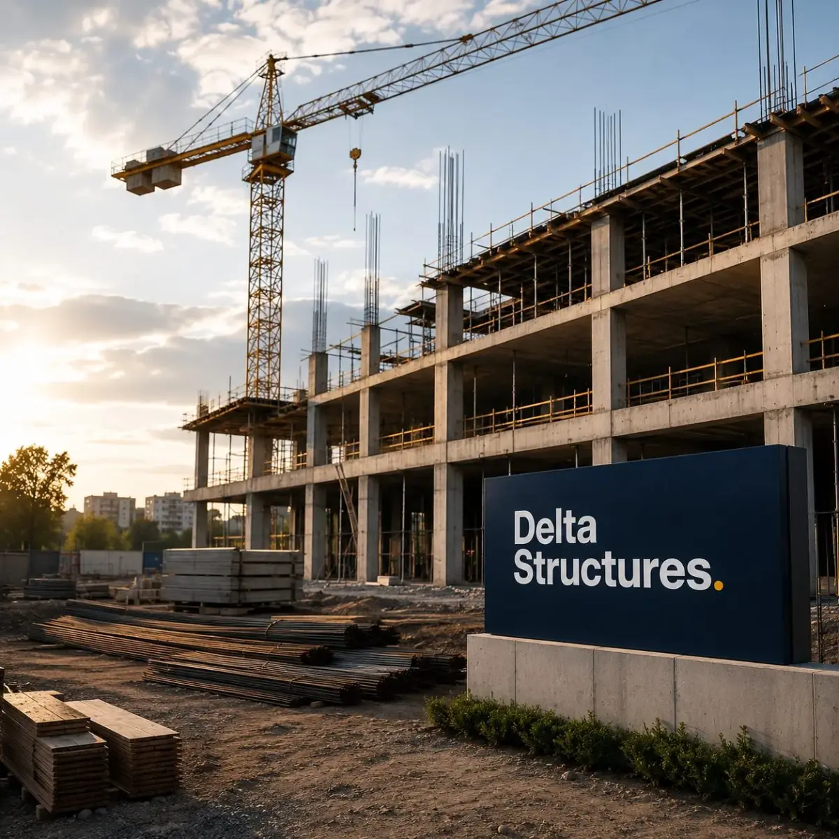 Stage 05 - Execution: RCC frame rising under the tower crane on site